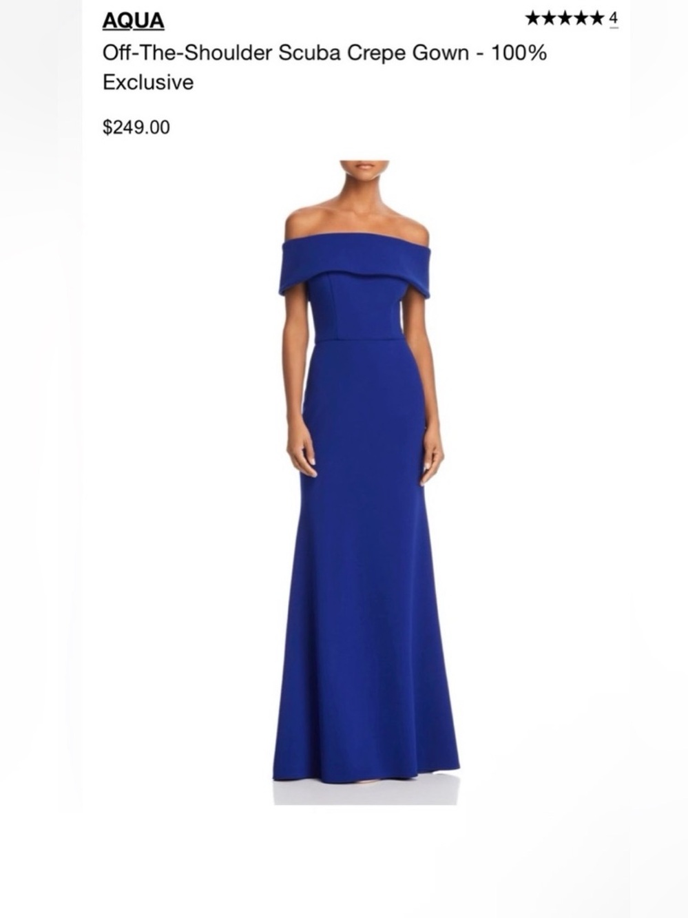 Off-Shoulder Royal Blue Evening Gown